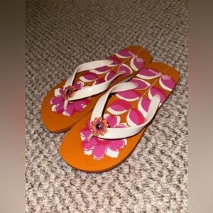 Brighton pink and orange flip flops